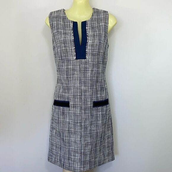 Karl Lagerfeld Paris Dress Sheath Blue/White Tweed NWOT Sz 4 - Picture 1 of 8